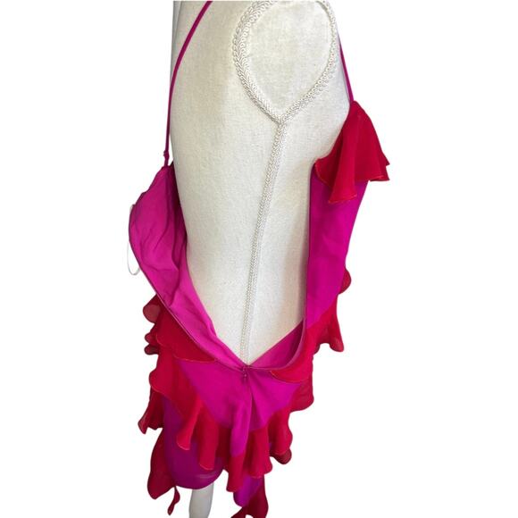 Lovers & friends Marisol mini dress red & pink Y2K ruffle sexy baddie cocktail - Picture 4 of 7